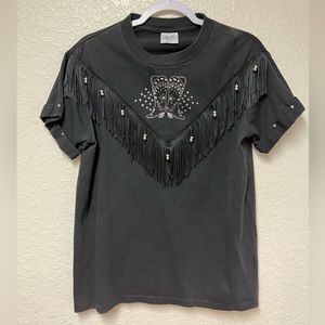 Vintage HAZELWOODS Black Western T-Shirt